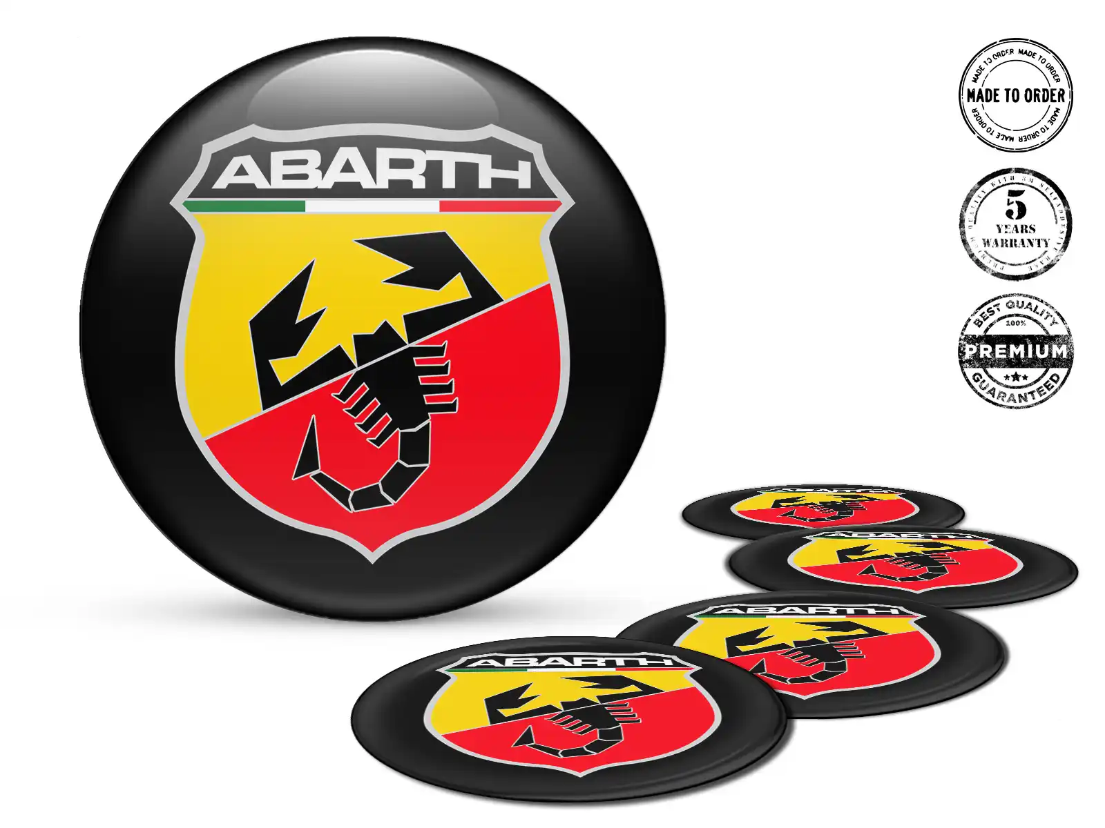 Fiat Abarth Décalques sur Roues Étiquettes Bombées Premium